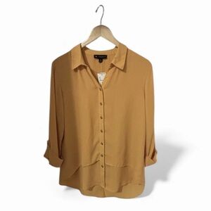 N Touch Women's Blouse, Size Small, Work Wear, Sunflower Yellow 3/4 Sleeve NWT